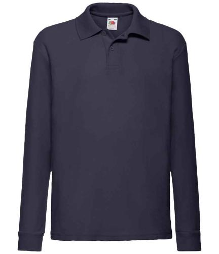 Fruit of the Loom Kids Long Sleeve Poly/Cotton Piqu� Polo Shirt - BLK - 41609